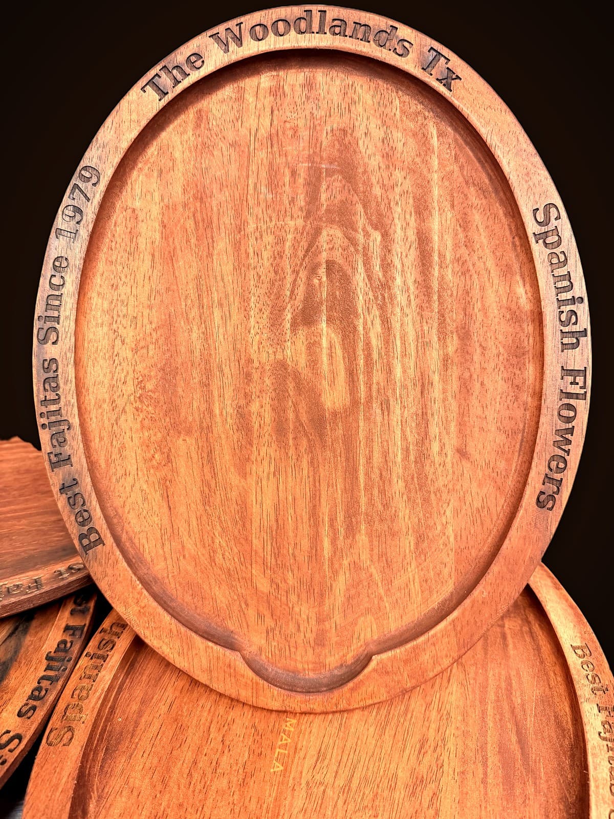 Spanish Flowers wood fajita platters