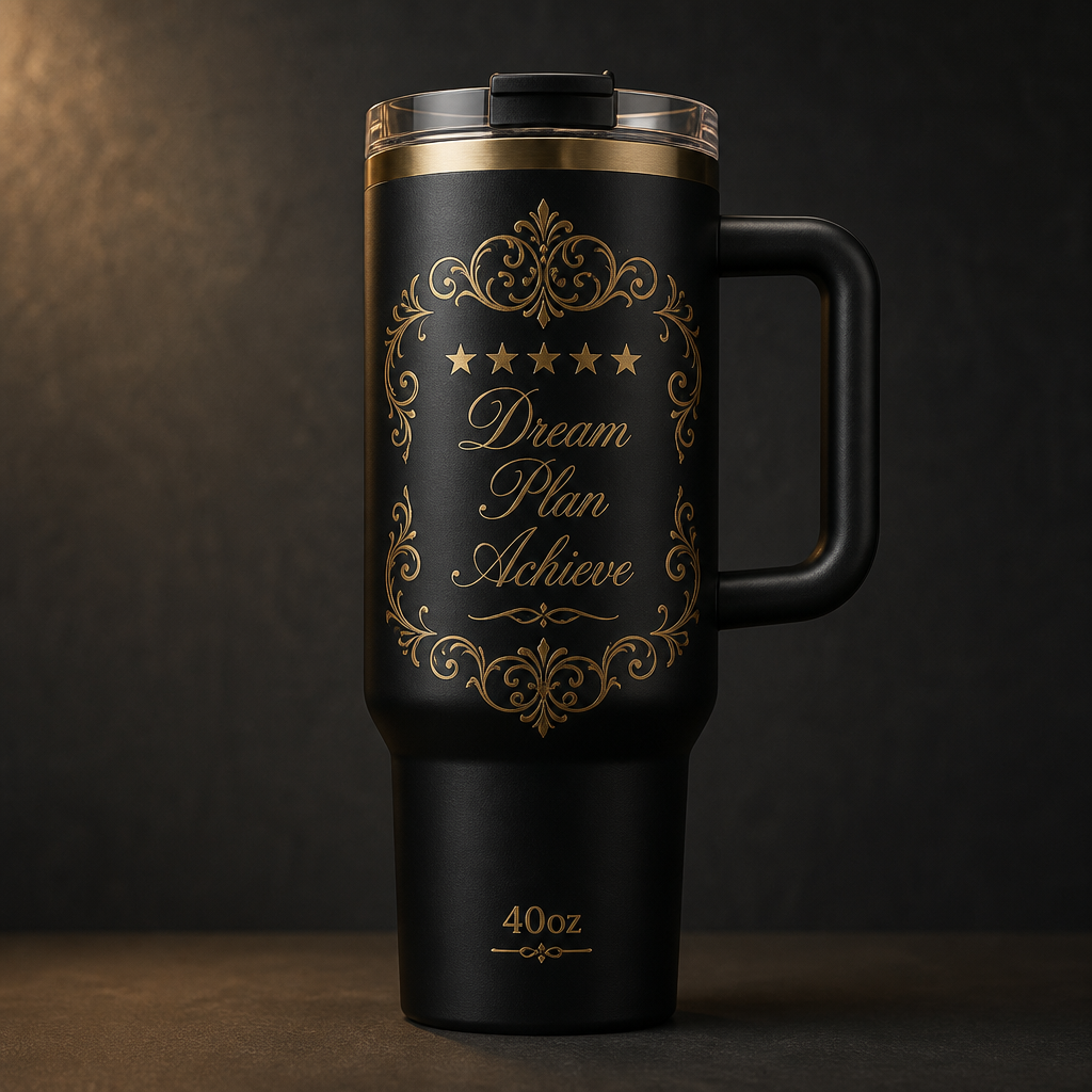 Gold script tumbler